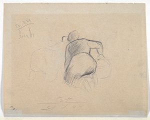Femme agenouillée (recto); Deux femmes de ferme agenouillées (verso)