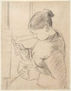 Jeune paysanne prenant son café - Camille Pissarro