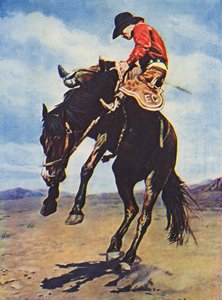 Cow-boy chevauchant un bronco (photo couleur)