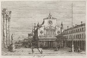 Vue imaginaire de S. Giacomo di Rialto [en haut à droite] - Canaletto