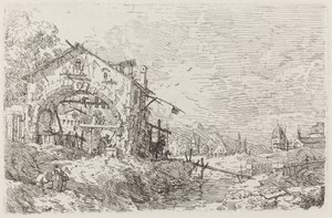 Paysage avec une femme à un puits - Canaletto