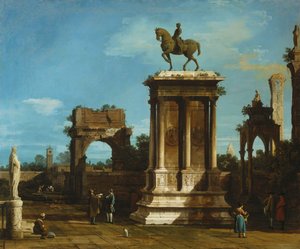 Le monument Colleoni dans un décor de caprice - Canaletto