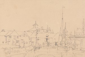Croquis de bateaux à voile amarrés à côté d