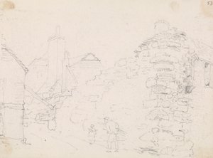 Croquis de cottages en pierre dans un village - Capt. Thomas Hastings