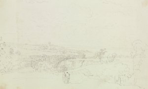 Paysage esquissé avec château au loin - Capt. Thomas Hastings