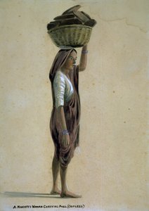 Une femme Mahratta portant du combustible (ooplees), Inde