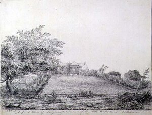 Vue de face de la résidence Longwood de Napoléon Ier en fin d