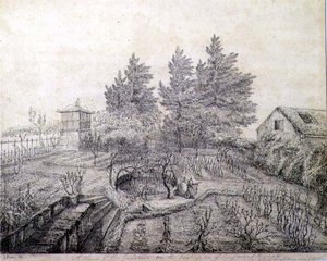 Vue des jardins de Napoléon Ier du côté est de Longwood House - Captain G. Rotton