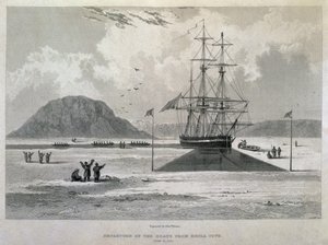 Départ des bateaux de Hecla Cove, 21 juin 1827, de Journal of a Third Voyage for the Discovery of a North West Passage from the Atlantic to the Pacific performed in the Years 1824-25 in H.M.s