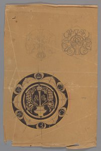 Entwurf für einen Teller mit Krone und Monogramm