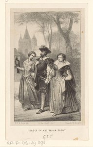 Homme avec deux femmes à son bras