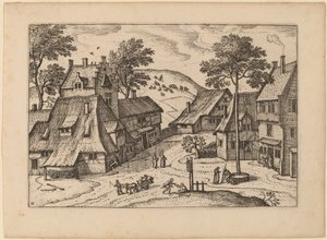 Place du village avec sanctuaire - Carel Collaert
