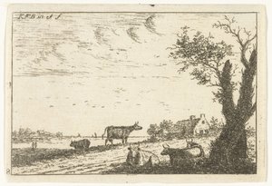 Paysage fluvial avec vaches (Paysages)