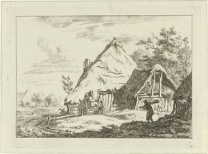 Chariot devant une ferme - Carel Lodewijk Hansen