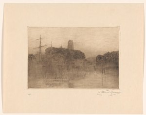 Vue du Nouveau Port à Dordrecht le soir - Carel Nicolaas Storm van 