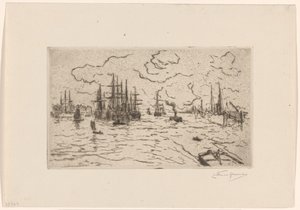 Navires sur la Meuse - Carel Nicolaas Storm van 