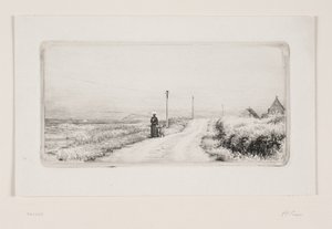 Route avec une dame se promenant. Après-midi ensoleillé - Carl Bloch