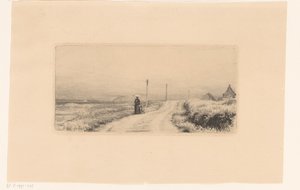 Chemin de campagne avec dame et enfant marchant - Carl Bloch