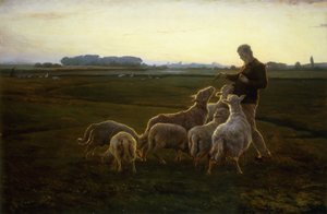 Un berger et ses moutons avec des oies au-delà, 1896 - Carl Christian Ferdinand Wentorf