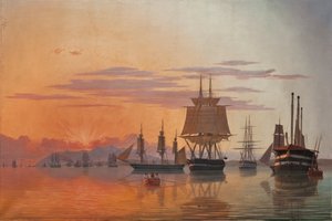 La frégate Thetis et la corvette Flora sur le fleuve Tage, 1844