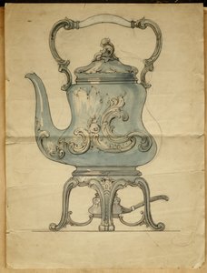 Une bouilloire en argent et son support, Maison de Carl Fabergé