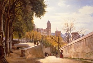 Vue de Viale Trinità dei Monti avec la Fontaine de la Villa Médicis, vue de la Via di San Sebastianello, Rome - Carl Frederick Aagaard