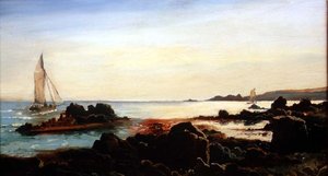Paysage côtier avec bateaux à voile