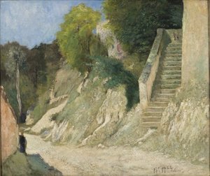 Une montée raide à Montigny-sur-Loing, 1876