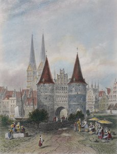 Porte Holsten à Lübeck, gravée par John Godfrey