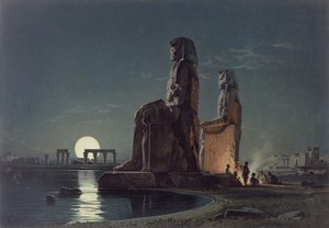 Les colosses de Memnon, Thèbes, une des 24 illustrations produites par G.W. Seitz, imprimée vers 1872 - Carl Friedrich Heinrich Werner