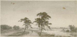 Paysage plat avec un promeneur - Carl Friedrich Lessing