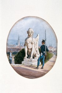 Un fantassin en sentinelle devant le Belvédère supérieur