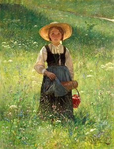 Fille dans un pré fleuri