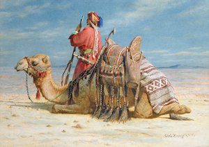 Un nomade et son chameau se reposant dans le désert, 1874