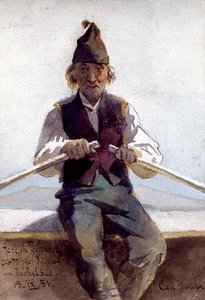 Joseph Zwenger dans une barque, Hautes-Bavaroises - Carl Haag