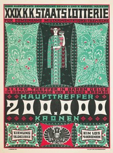 Affiche publicitaire pour la 24e loterie de charité royale autrichienne en 1912 - Carl Krenek
