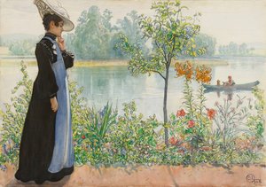 Karin au bord du rivage - Carl Larsson