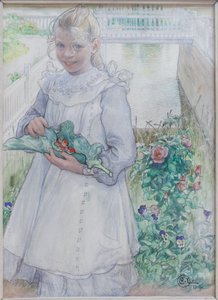 Ma petite fille avec des fraises