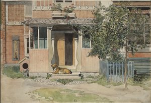 La véranda. Extrait de Un foyer (26 aquarelles) - Carl Larsson