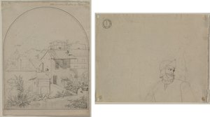 Vue de ma fenêtre à Rome (recto) Soldat dans un paysage (verso)