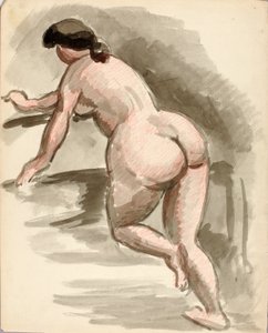 Femme nue appuyée sur le genou gauche - Carl Newman