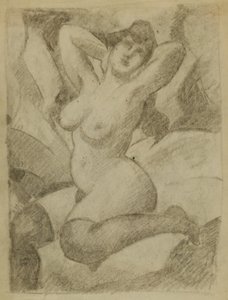 Femme nue avec des bas noirs