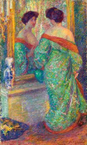 Dame reflétée dans un miroir