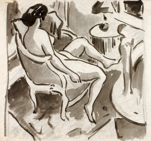 Nu féminin assis, vue latérale - Carl Newman