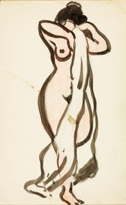 Nu féminin debout avec drapé - Carl Newman
