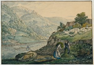 Stolzeneck sur le Neckar (Feuille 19 du carnet de croquis de la région du Neckar)