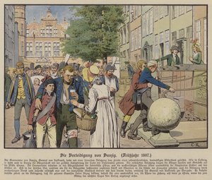 Civils aidant les blessés prussiens pendant la défense de Dantzig, printemps 1807