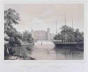 Vue du palais de Gatchina depuis le lac, années 1850 - Carl Schulz