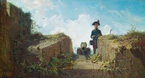 Le poste de tricotage - Carl Spitzweg
