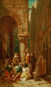 Gens du voyage : Acteurs à la Loggia dei Lanzi à Florence - Carl Spitzweg